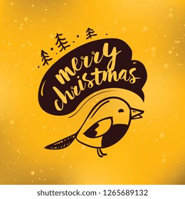 Merry Christmas. Typography. Vector logo, text design. Greeting card.