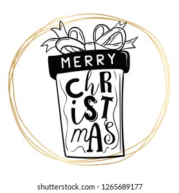 Merry Christmas. Typography. Vector logo, text design. Greeting card.
