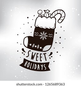 Merry Christmas. Typography. Vector logo, text design. Greeting card.