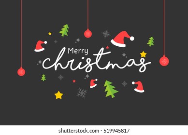 Merry Christmas Typography Vector. Vector logo, emblems, text design. You can use for banners, greeting cards, gifts, and invitation card etc.