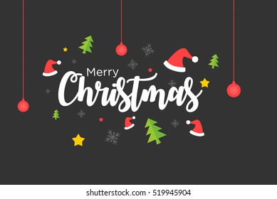 Merry Christmas Typography Vector. Vector logo, emblems, text design. You can use for banners, greeting cards, gifts, and invitation card etc.