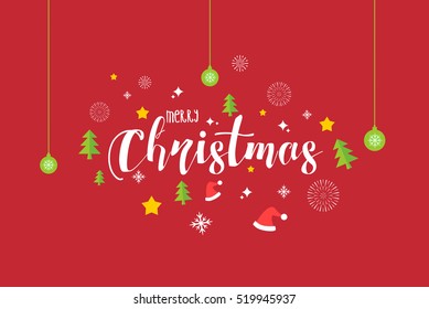 Merry Christmas Typography Vector. Vector logo, emblems, text design. You can use for banners, greeting cards, gifts, and invitation card etc.
