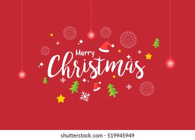 Merry Christmas Typography Vector. Vector logo, emblems, text design. You can use for banners, greeting cards, gifts, and invitation card etc.