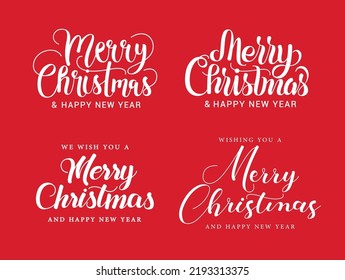 Merry christmas typography vector set. Merry christmas typography text in typographic lettering style for xmas holiday season calligraphy collection. Vector illustration. 
