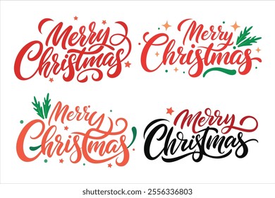 A merry Christmas typography vector set featuring festive and stylish designs perfect for cards, decorations, and digital projects. Includes elegant lettering and editable templates.