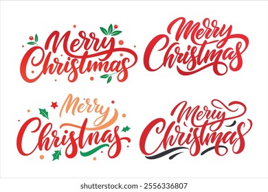 A merry Christmas typography vector set featuring festive and stylish designs perfect for cards, decorations, and digital projects. Includes elegant lettering and editable templates.