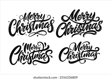 A merry Christmas typography vector set featuring festive and stylish designs perfect for cards, decorations, and digital projects. Includes elegant lettering and editable templates.