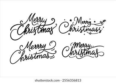 A merry Christmas typography vector set featuring festive and stylish designs perfect for cards, decorations, and digital projects. Includes elegant lettering and editable templates.