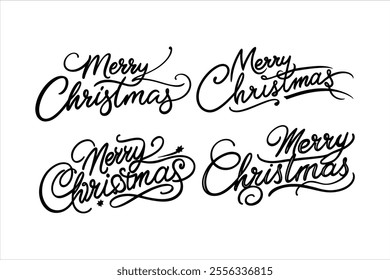 A merry Christmas typography vector set featuring festive and stylish designs perfect for cards, decorations, and digital projects. Includes elegant lettering and editable templates.