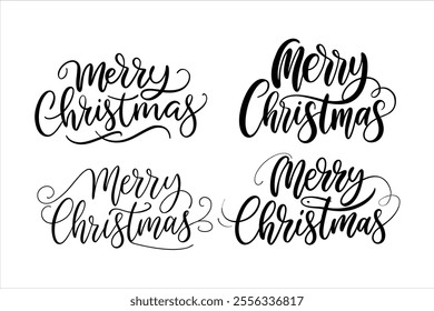 A merry Christmas typography vector set featuring festive and stylish designs perfect for cards, decorations, and digital projects. Includes elegant lettering and editable templates.