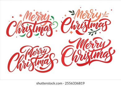 A merry Christmas typography vector set featuring festive and stylish designs perfect for cards, decorations, and digital projects. Includes elegant lettering and editable templates.