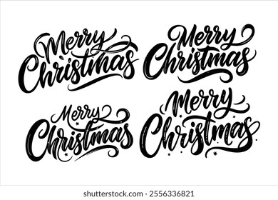 A merry Christmas typography vector set featuring festive and stylish designs perfect for cards, decorations, and digital projects. Includes elegant lettering and editable templates.