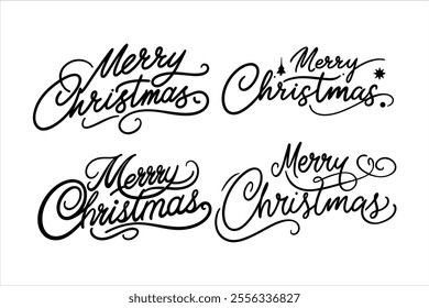 A merry Christmas typography vector set featuring festive and stylish designs perfect for cards, decorations, and digital projects. Includes elegant lettering and editable templates.