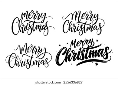 A merry Christmas typography vector set featuring festive and stylish designs perfect for cards, decorations, and digital projects. Includes elegant lettering and editable templates.