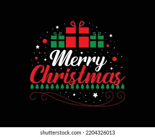 Merry Christmas Typography Vector T-shirt Design 