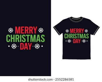 Um Feliz Natal Tipografia Vetor T-Shart Design.