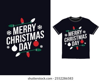 Um Feliz Natal Tipografia Vetor T-Shart Design.