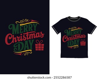 Um Feliz Natal Tipografia Vetor T-Shart Design.