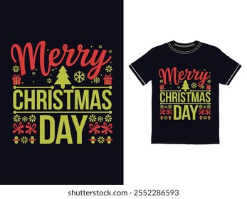 A merry Christmas Typography Vector T-Shirt Design.