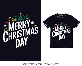 Um Feliz Natal Tipografia Vetor T-Shart Design.