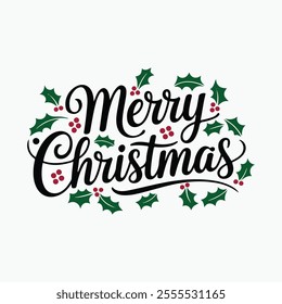 merry christmas typography with white background