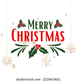 Merry Christmas Typography With Xmas Elements, christmas greeting card