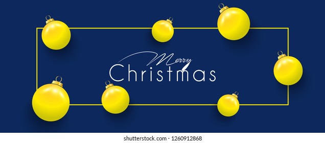 Merry Christmas typography. Xmas isolated calligraphy. Banner, postcard, poster design element. Vector illustration for merry Christmas. top view of snow flakes & balls .