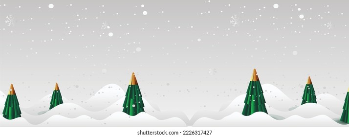Merry Christmas typography. Xmas isolated calligraphy. Banner, postcard, poster design element. Vector illustration for merry Christmas. Front view of snow flakes, Xmas trees .