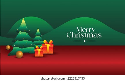Merry Christmas typography. Xmas isolated calligraphy with gifts, balls, gifts. Banner, postcard, poster design element. Vector illustration for merry Christmas.