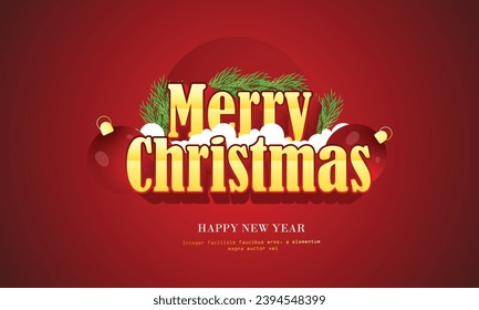 Merry Christmas typography. Xmas isolated calligraphy. Banner, postcard, poster design element. Vector illustration for merry Christmas. Front view of snow flakes, Xmas trees .