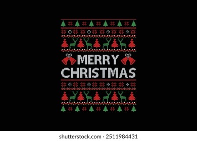 Merry Christmas, Ugly Christmas Sweater Sublimation Pattern T shirt design