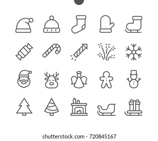 Merry Christmas UI Pixel Perfect Well-crafted Vector Thin Line Icons 48x48 Ready for 24x24 Grid for Web Graphics and Apps with Editable Stroke. Simple Minimal Pictogram Part 2-2