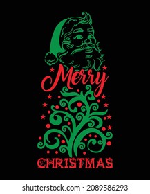 Merry Christmas unique design with typography, Christmas elements, Illustration, Global swatches color.
