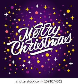 Merry Christmas - unique hand drawn typography poster. Modern lettering for cards, posters, t-shirts, invitation, flyer, banner, greeting card. Stylized sketch typography. Vector Illustration.