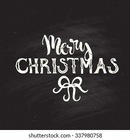 Merry Christmas - unique hand drawn lettering. Design element for greeting card or invitation. Christmas series. Vector typography.