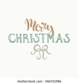 Merry Christmas - unique hand drawn lettering. Design element for greeting card or invitation. Christmas series. Vector typography.