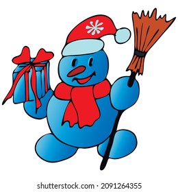 Merry Christmas universal template. Greeting Card and invitation decorated with  snowmen. Vector illustration. 