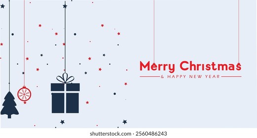 Merry Christmas vector art bells card banner poster social media post design. cheerful wish you a greeting happy Christmas and Happy New Year 2025. color background. festive digital gift design. 