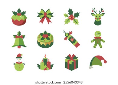 Merry Christmas vector art illustration elements bundle set