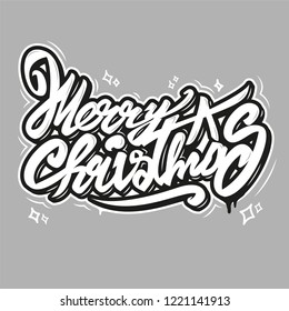 Merry christmas vector art text calligraphy lettering like graffiti decorative inscription phrase for Creative typography for Holiday Greeting Gift Poster. Calligraphy Font style Banner. illustration