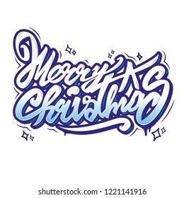 Merry christmas vector art text snow winter lettering like graffiti decorative inscription phrase for Creative typography for Holiday Greeting Gift Poster. Calligraphy Font style Banner. illustration