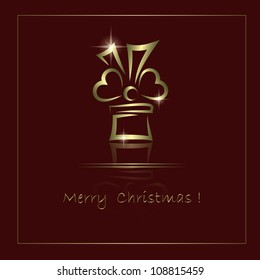 Merry Christmas vector background with abstract golden gift