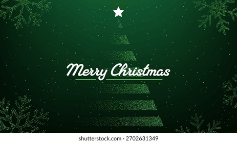 Fondo del Vector de las Navidades felices con el árbol de navidad abstracto hecho de los puntos y de los copos de nieve, para la tarjeta de felicitación del día de fiesta, invitación, Anuncio