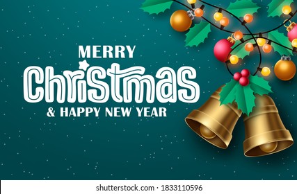 Frohe Weihnachten, Vektorhintergrund-Design. Fröhliche Weihnachtstypografie in grünem leeren Raum für Text im Winter-Hintergrund für Feiertagsgrußkarte. Vektorgrafik 