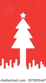 Merry christmas vector background design. pine tree new year banner design on red background.
