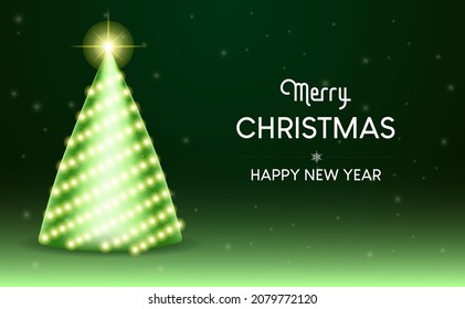 Merry christmas vector background design. Christmas greeting in red space for text with colorful 3d elements like xmas tree. Vector