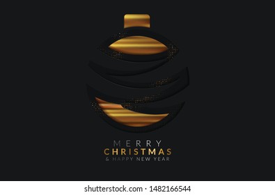 Merry Christmas vector background. Effect of the cut paper with the embossed. Creative design greeting card, banner, poster