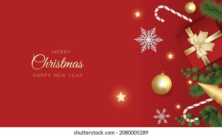 Merry Christmas Vector Background and Frame