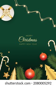 Merry Christmas Vector Background and Frame