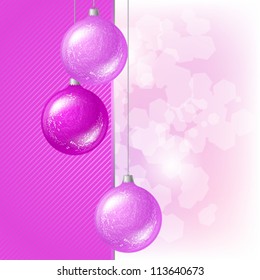 Merry Christmas vector background with glossy balls.